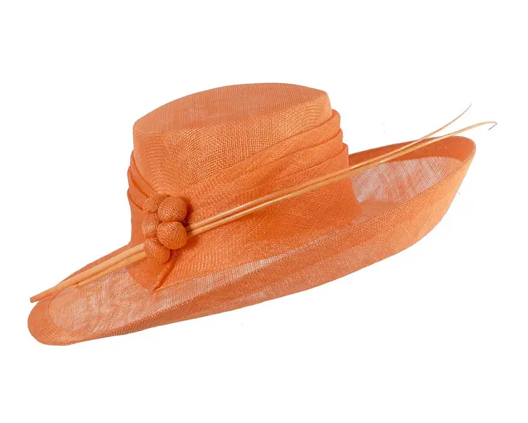 Wide brim orange ladies fashion sinamay hat
