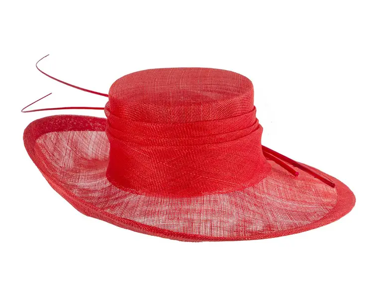 Wide brim red ladies fashion sinamay hat