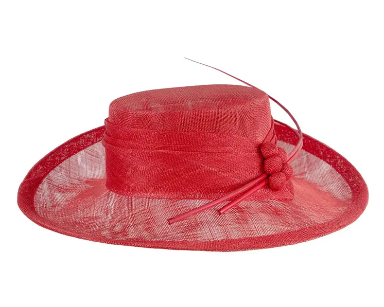 Wide brim red ladies fashion sinamay hat