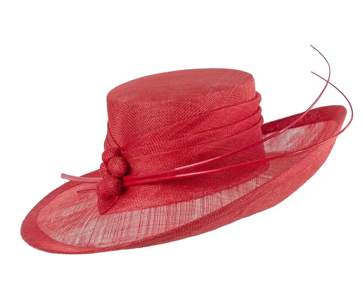 Wide brim red ladies fashion sinamay hat