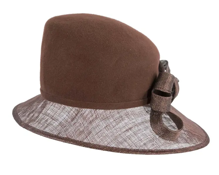 Chocolate ladies winter fashion hat by Cupids Millinery