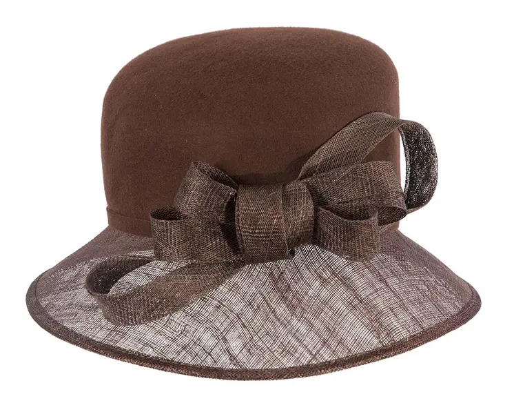 Chocolate ladies winter fashion hat by Cupids Millinery