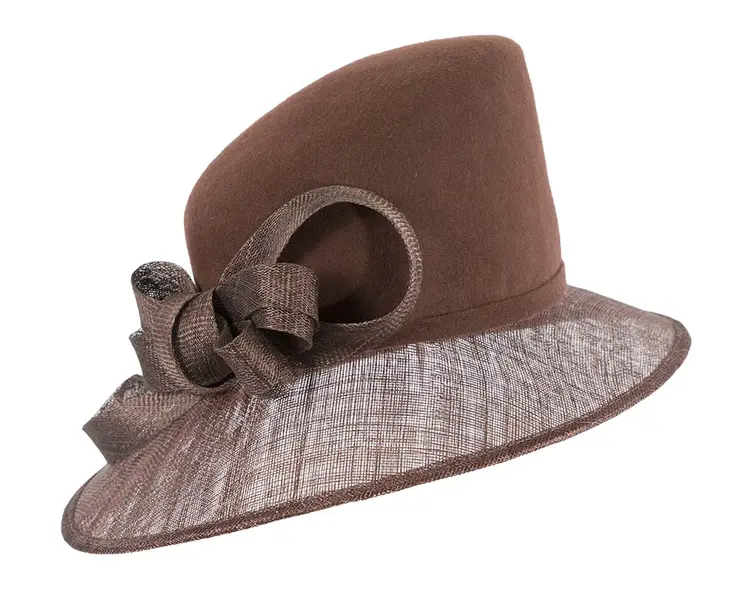 Chocolate ladies winter fashion hat by Cupids Millinery
