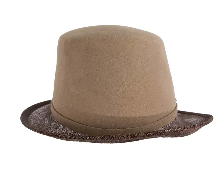 Beige & Chocolate ladies winter fashion hat by Cupids Millinery