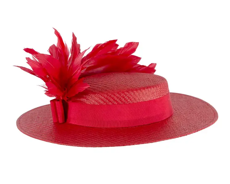 Red boater hat by Max Alexander MA902