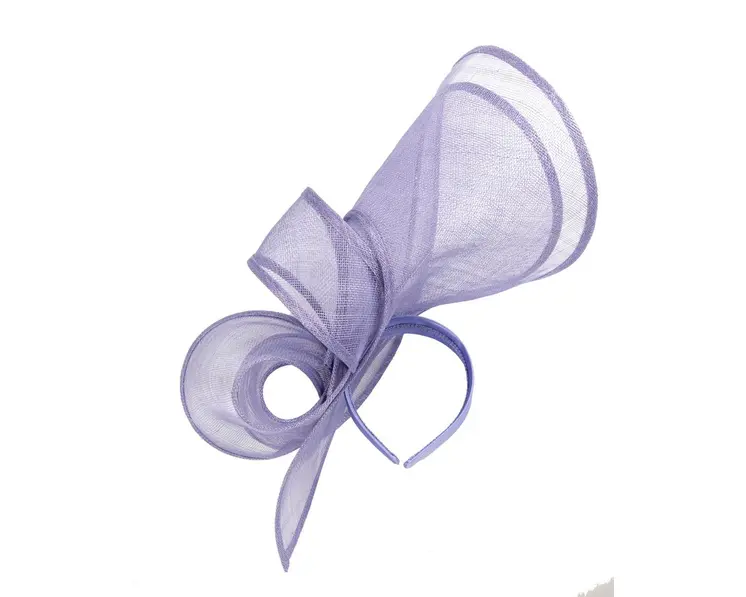 Large violet sinamay fascinator by Max Alexander