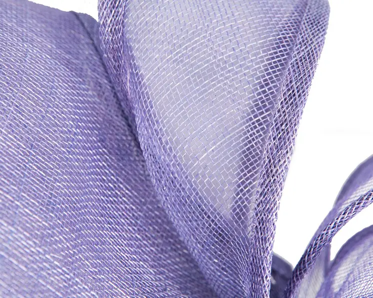 Large violet sinamay fascinator by Max Alexander