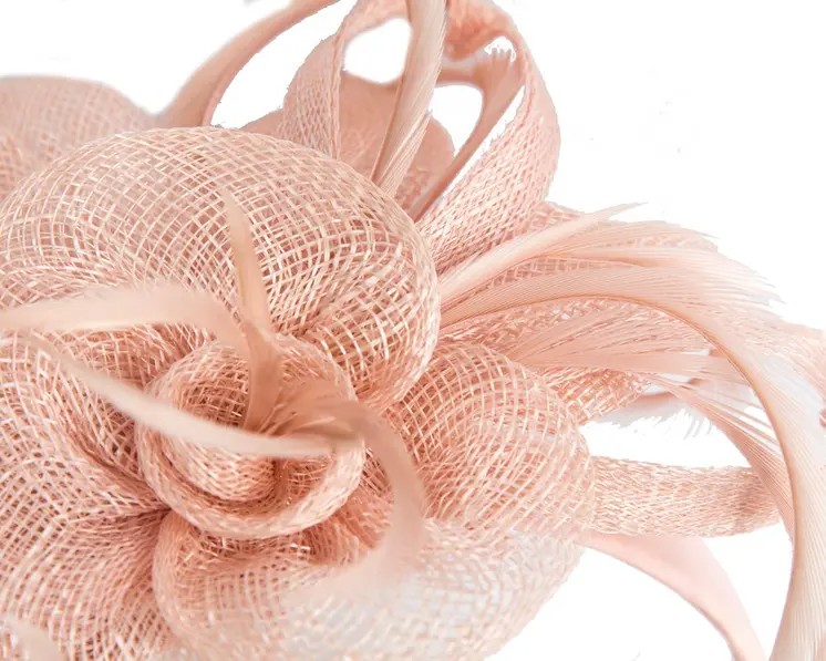Blush sinamay flower fascinator by Max Alexander