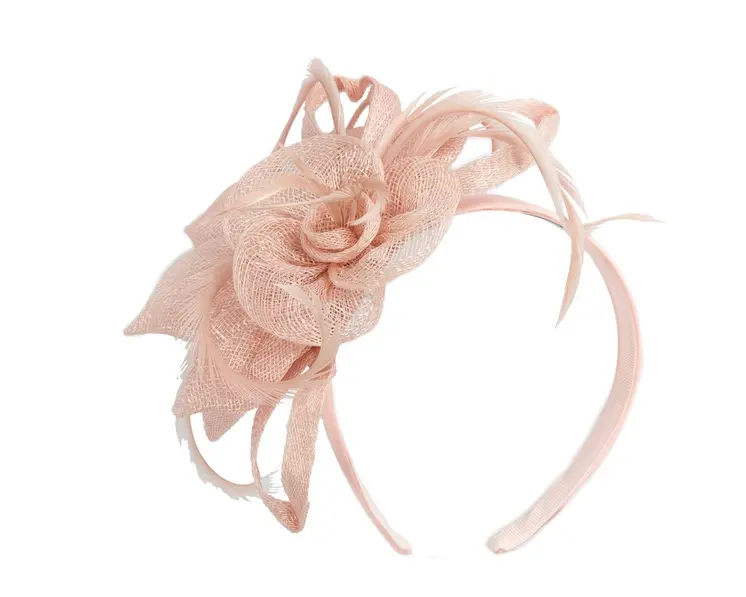 Blush sinamay flower fascinator by Max Alexander