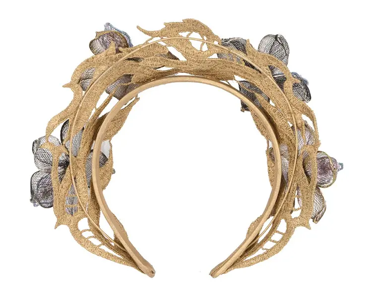 Made in Australia gold lace crown fascinator