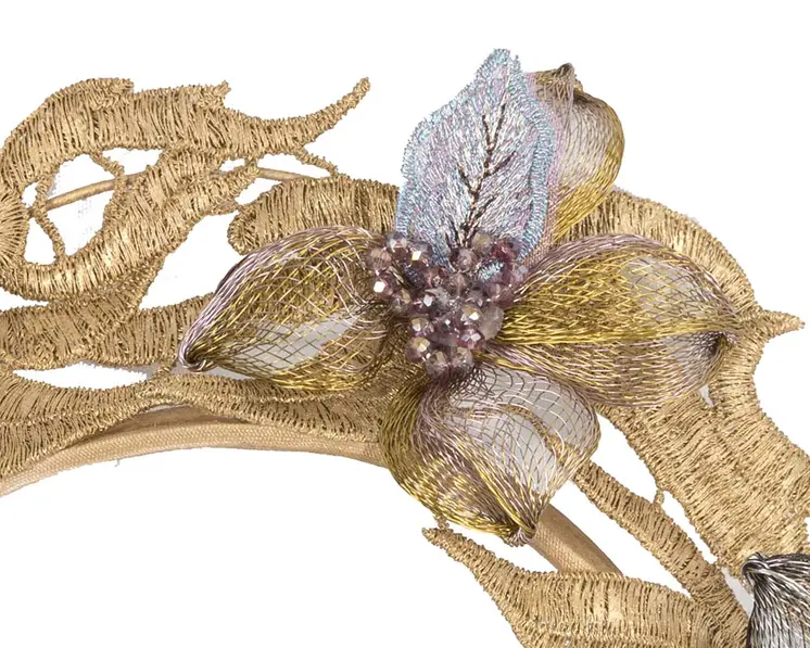 Made in Australia gold lace crown fascinator