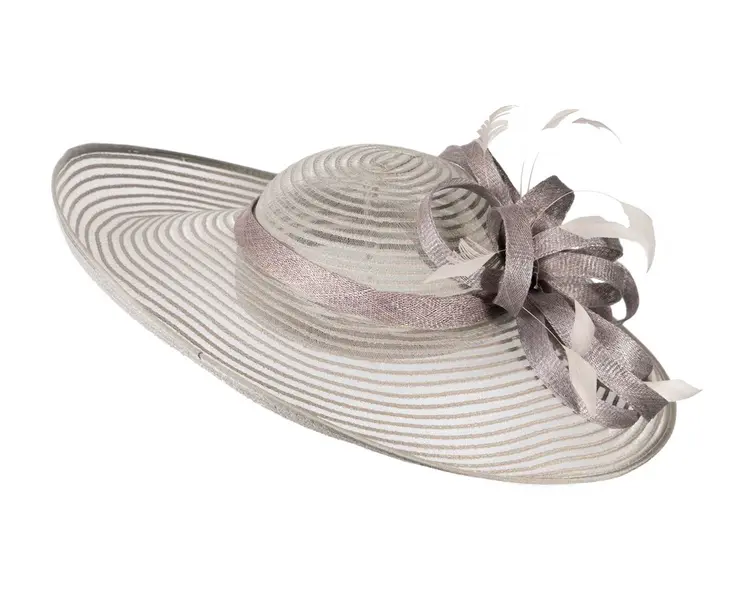 Wide brim silver ladies fashion hat