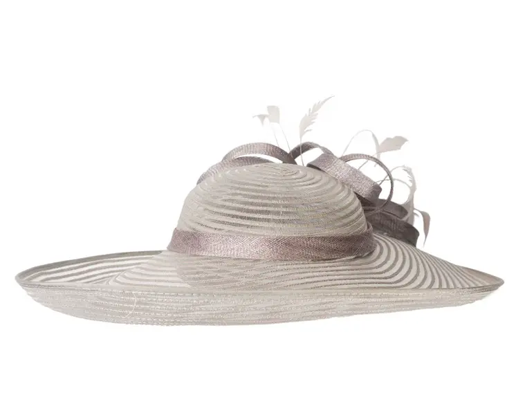 Wide brim silver ladies fashion hat