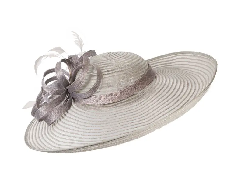 Wide brim silver ladies fashion hat