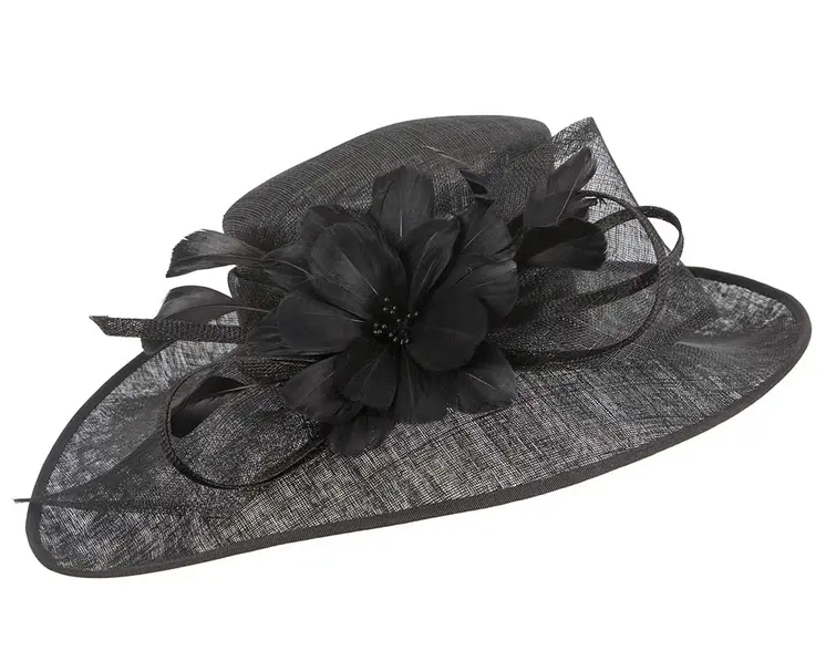 Wide brim black ladies fashion hat by Max Alexander