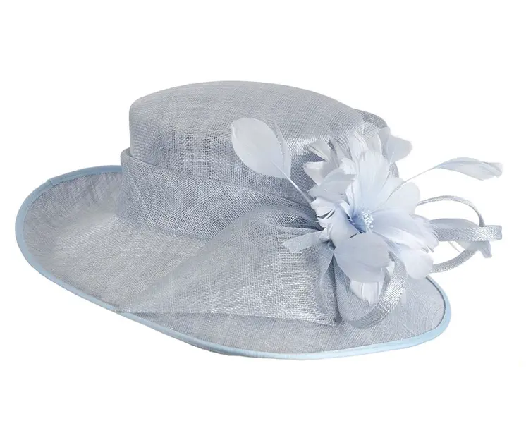Wide brim blue ladies fashion hat by Max Alexander
