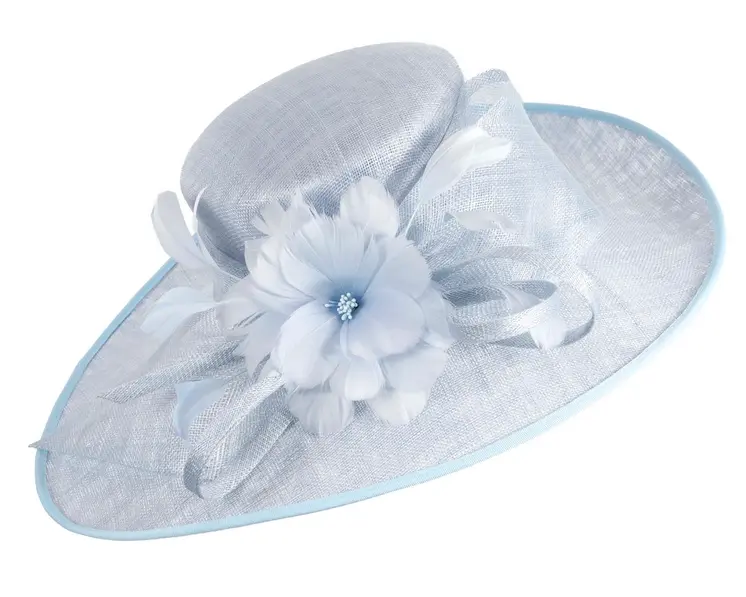 Wide brim blue ladies fashion hat by Max Alexander