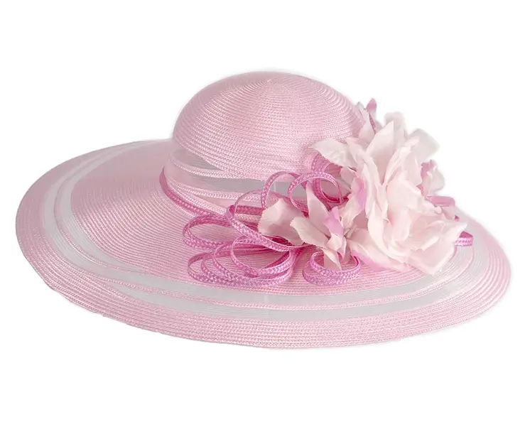 Fashion pink summer ladies hat by Cupids Millinery