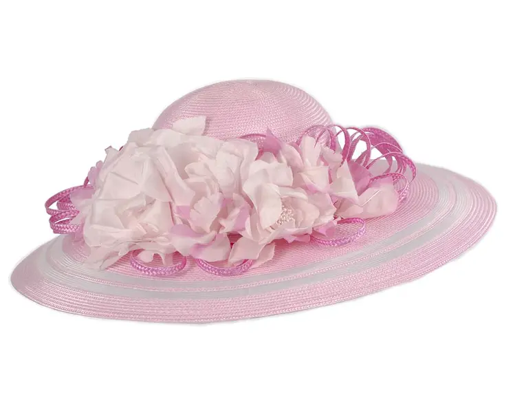 Fashion pink summer ladies hat by Cupids Millinery