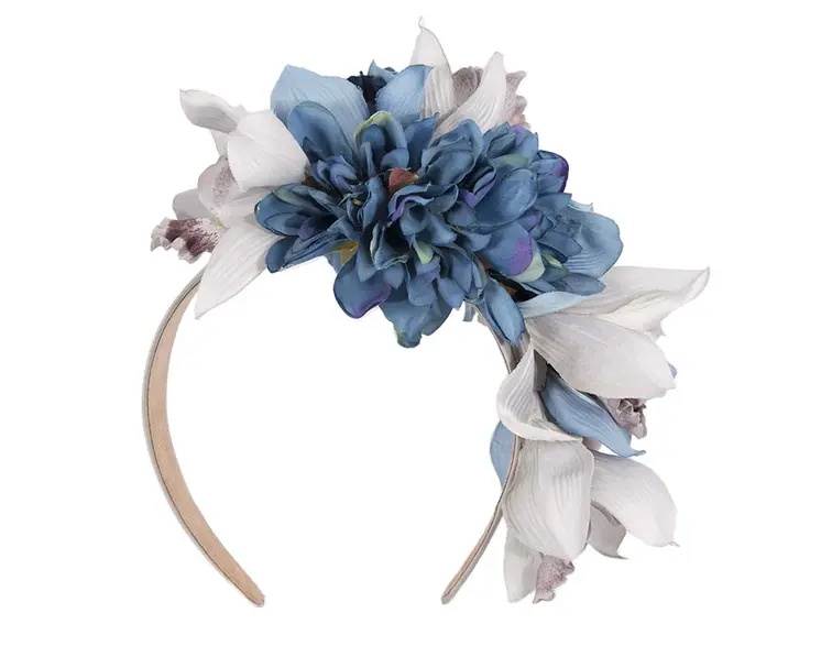 Hand made exclusive blue fascinator headband