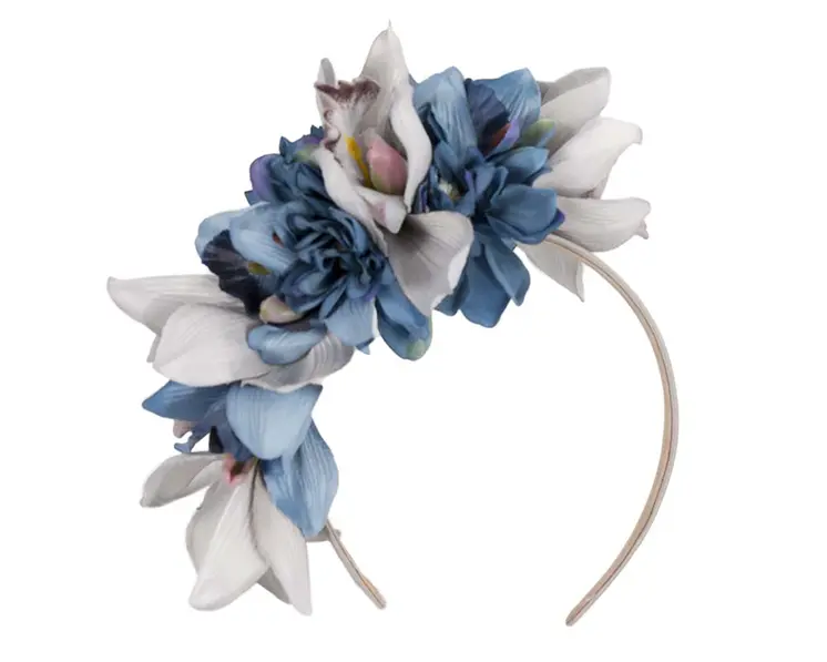 Hand made exclusive blue fascinator headband