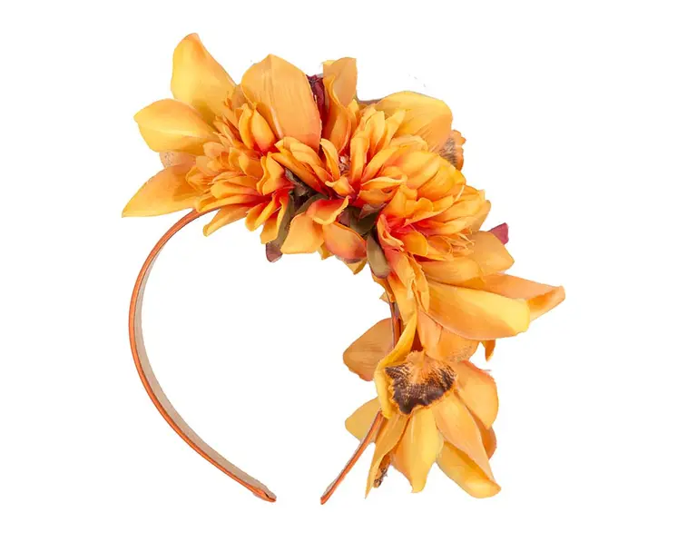 Hand made exclusive orange fascinator headband