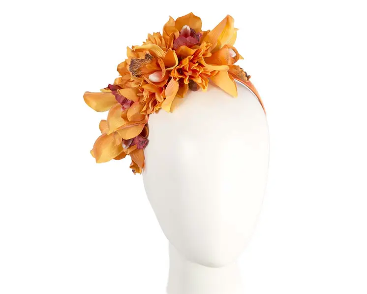 Hand made exclusive orange fascinator headband