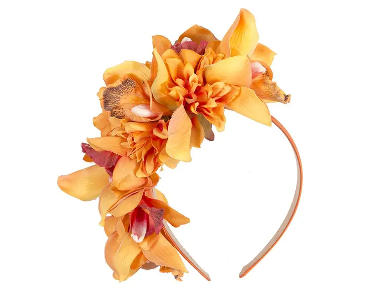 Hand made exclusive orange fascinator headband