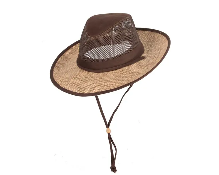 Wide brim summer fedora hat with chin strap