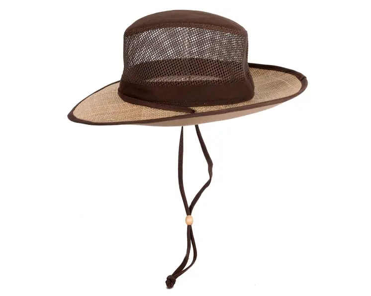 Wide brim summer fedora hat with chin strap