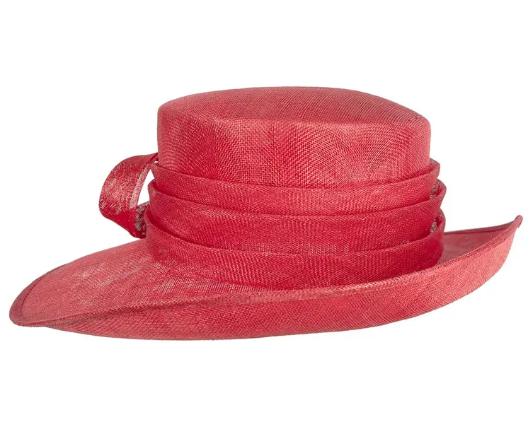 Wide brim red ladies fashion sinamay hat