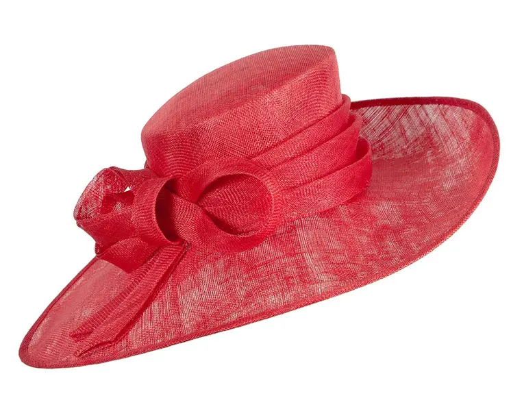 Wide brim red ladies fashion sinamay hat