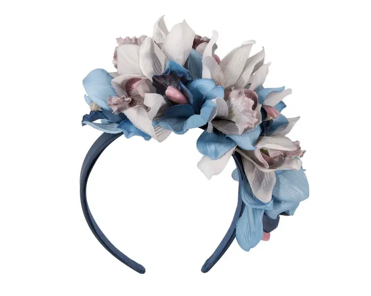 Hand made exclusive blue fascinator headband