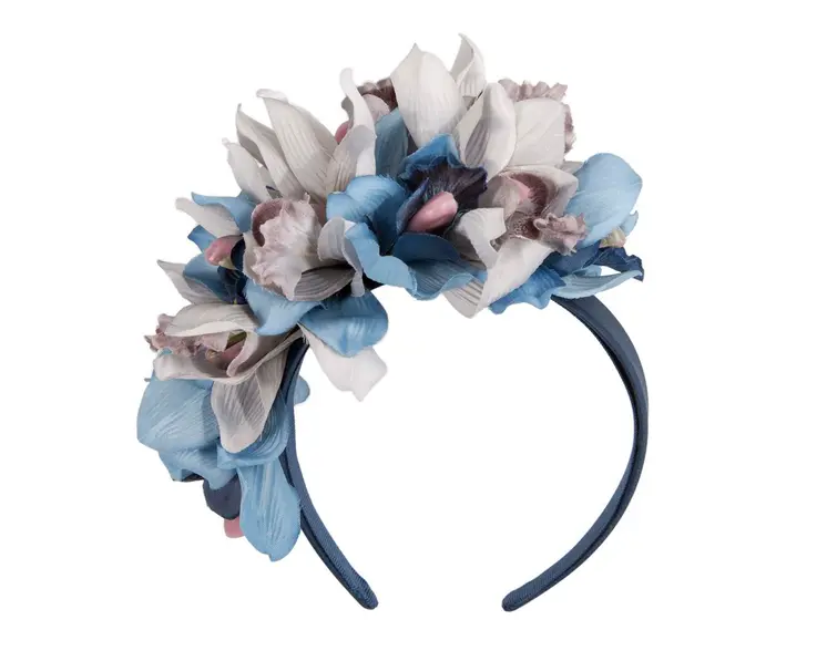 Hand made exclusive blue fascinator headband
