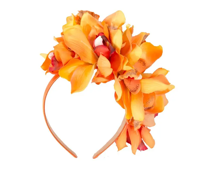 Hand made exclusive orange fascinator headband