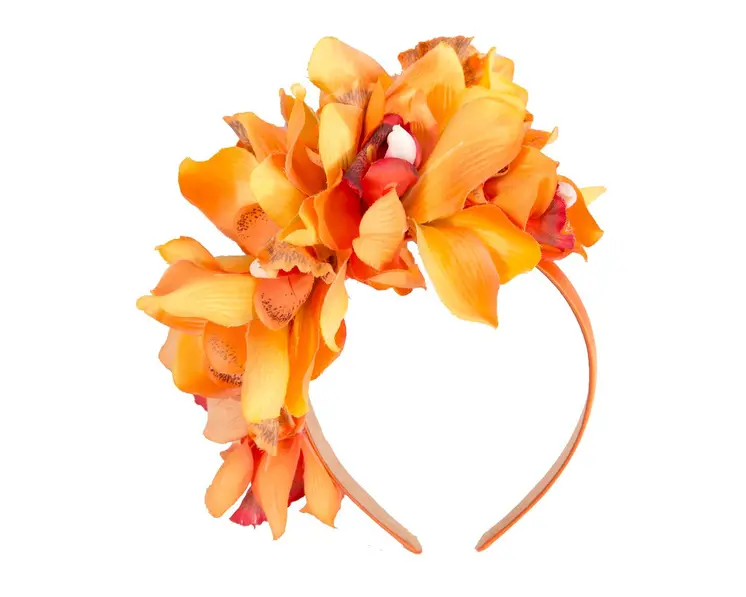 Hand made exclusive orange fascinator headband