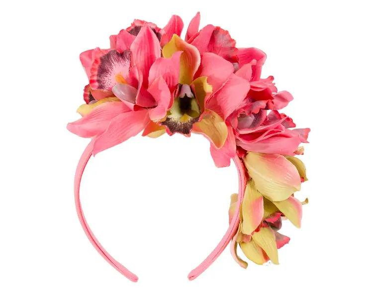 Hand made exclusive coral fascinator headband