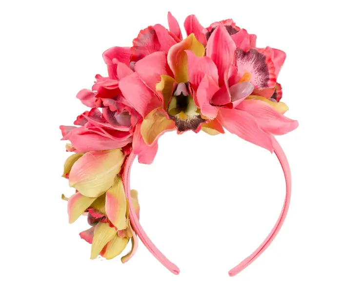 Hand made exclusive coral fascinator headband