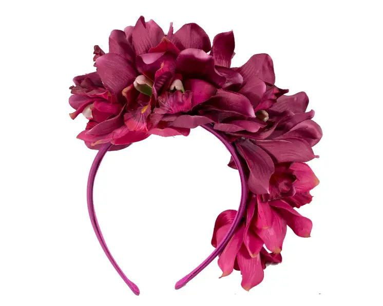 Hand made exclusive wine-colored fascinator headband
