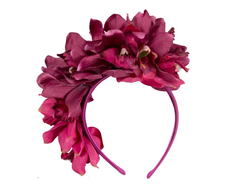 Hand made exclusive wine-colored fascinator headband