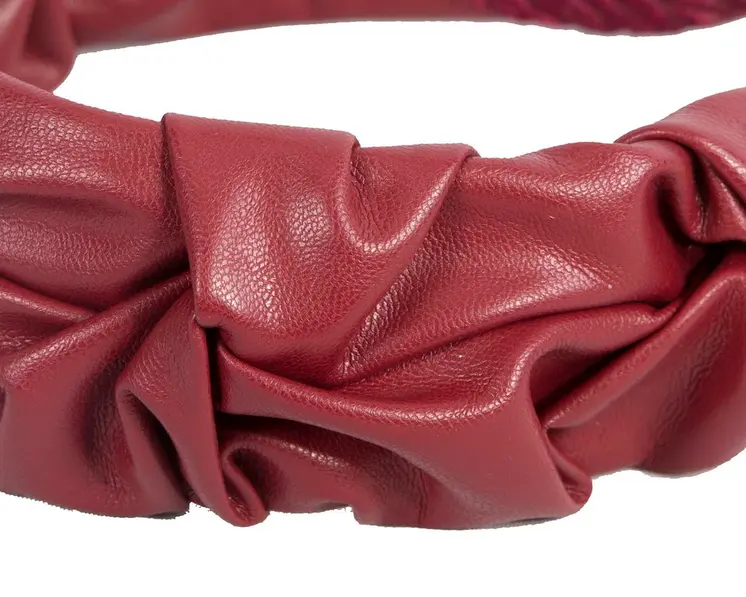 Wine-colored leather fascinator headband