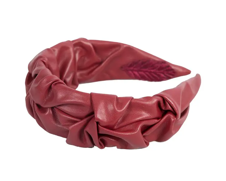 Wine-colored leather fascinator headband
