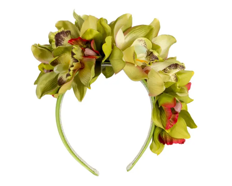 Hand made exclusive lime green fascinator headband