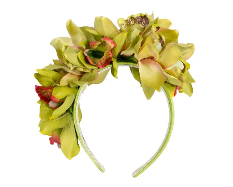 Hand made exclusive lime green fascinator headband