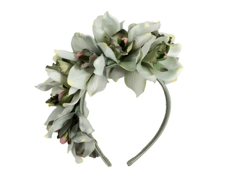 Hand made exclusive green fascinator headband