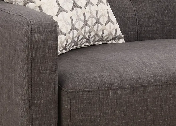 61" Charcoal And Black Loveseat and Toss Pillows
