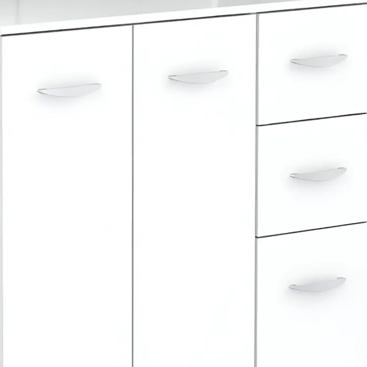 White Finish Wood Kitchen Storage Cabinet