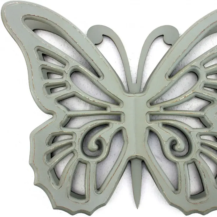 23" X 19" X 4" Gray Rustic Butterfly Wooden  Wall Decor