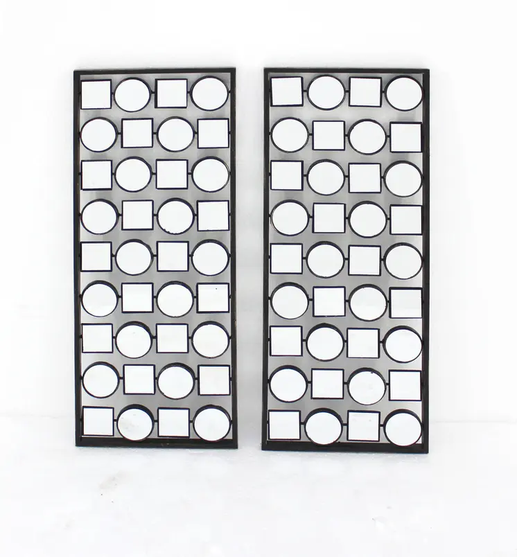 Set of Two 30" X 12" Bronze Mirrored Metal Abstract Wall Decor