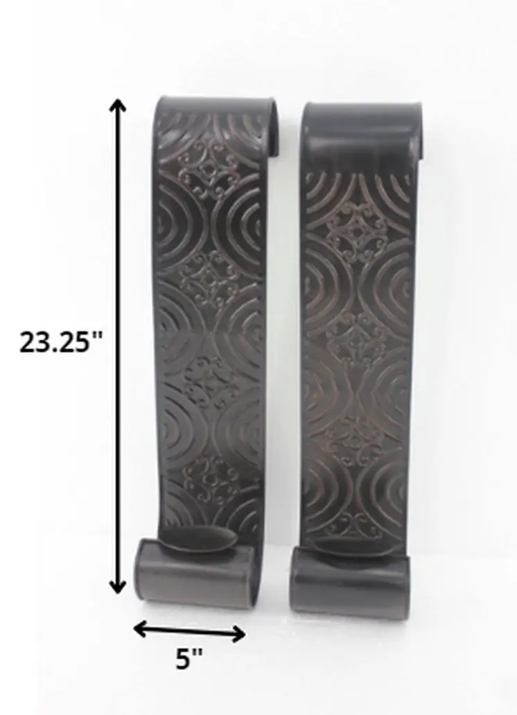 5" X 5" X 23.25" Brown, Vintage, Metal - Wall Candle Holder Sconce Set